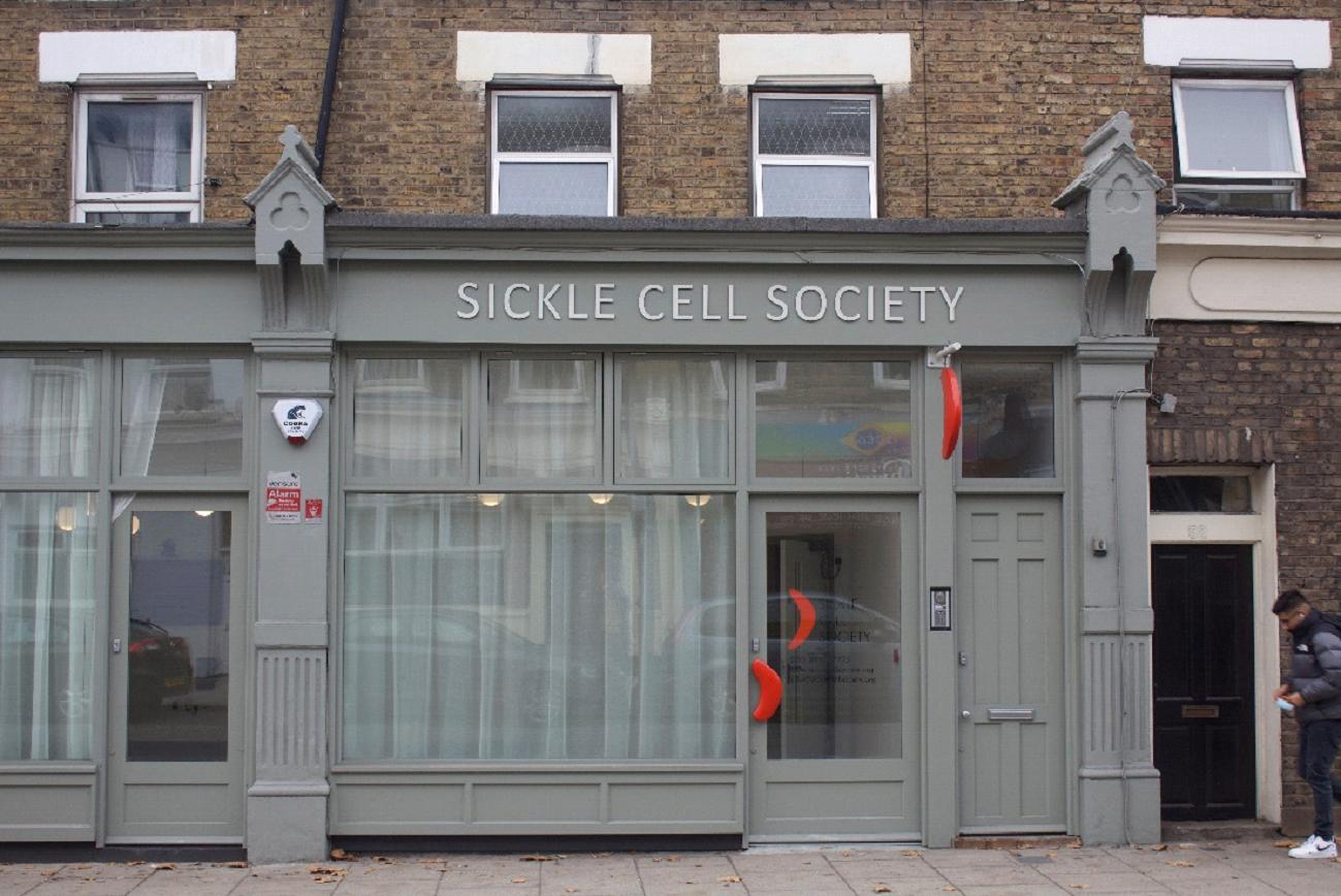 Colour photograph showing the front of the Sickle Cell Society offices.